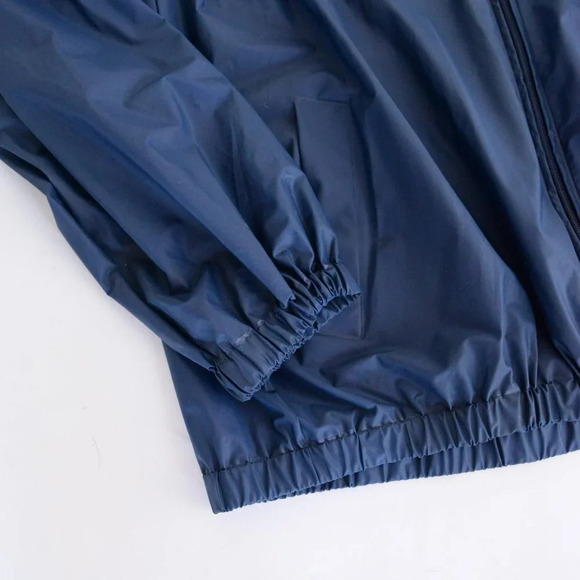 Rest  & Relaxation R&R Vintage Navy Blue Raincoat with Hidden Hoodie ~ XL - Picture 9 of 12